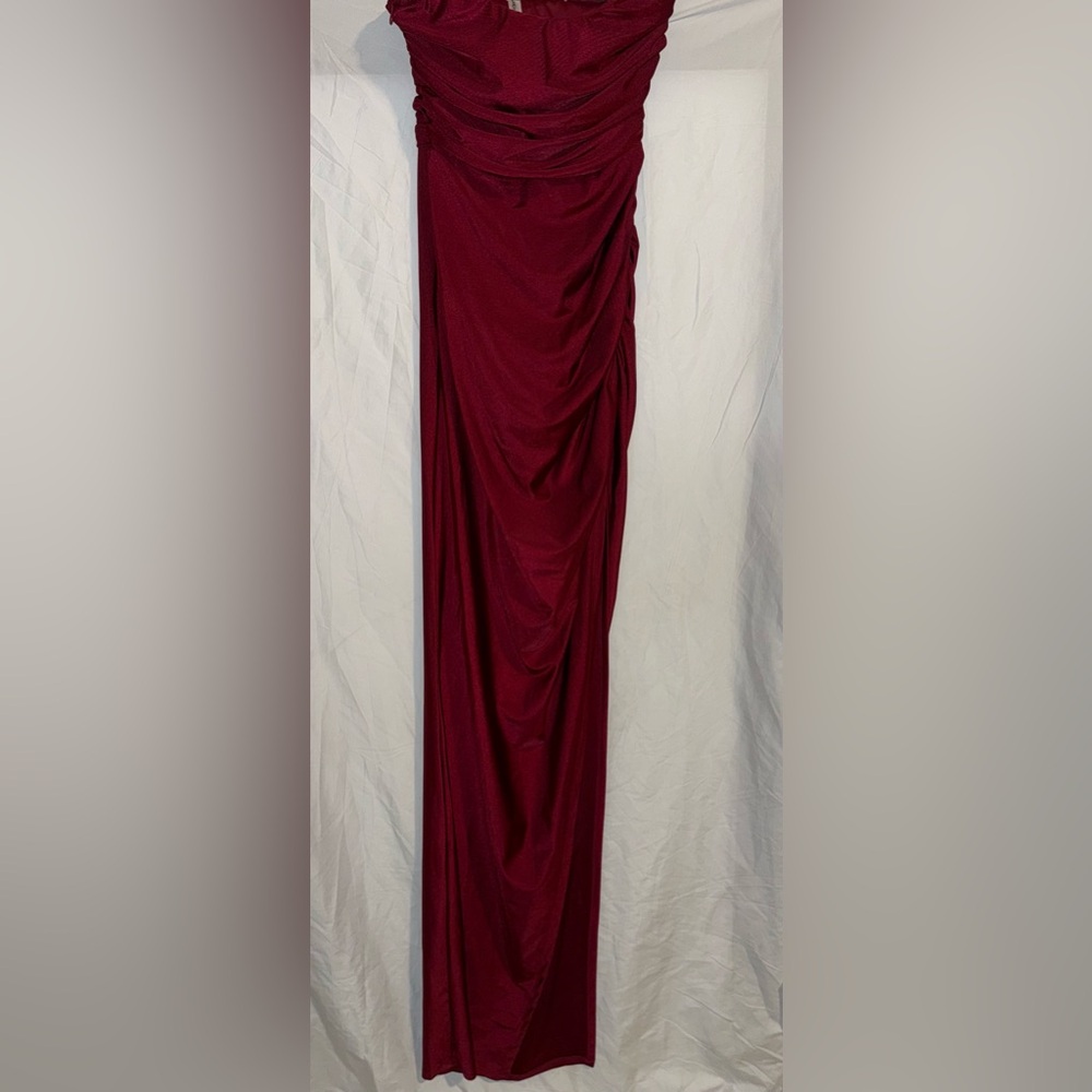 Lucy in the Sky Corset Strapless Maxi Dress in RED